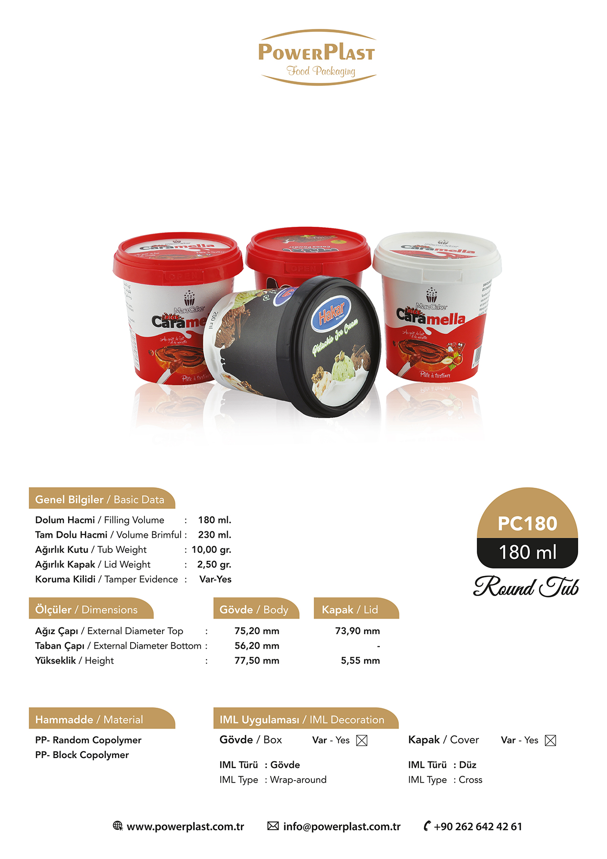 180 ml Plastik Gıda Kovası