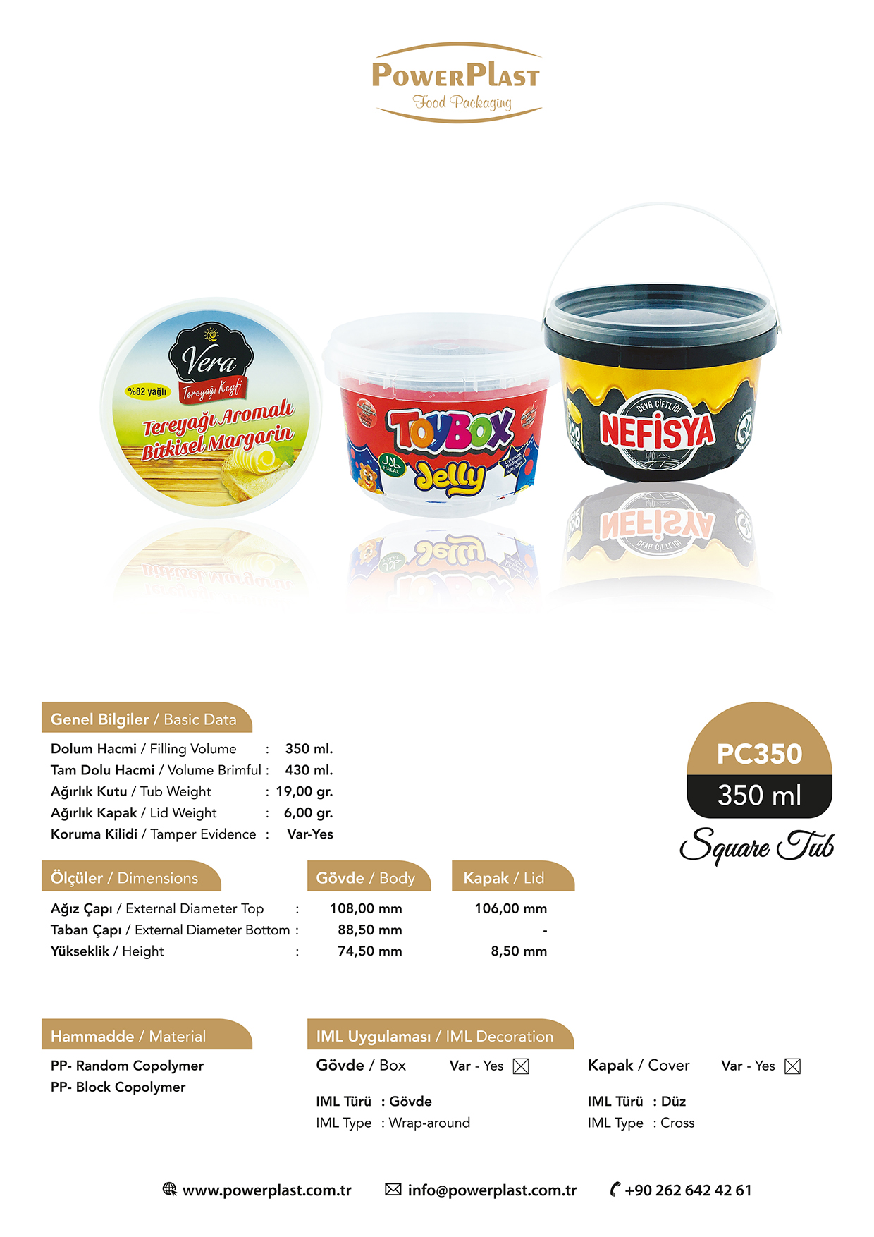 350 ml Plastik Gıda Ambalajı