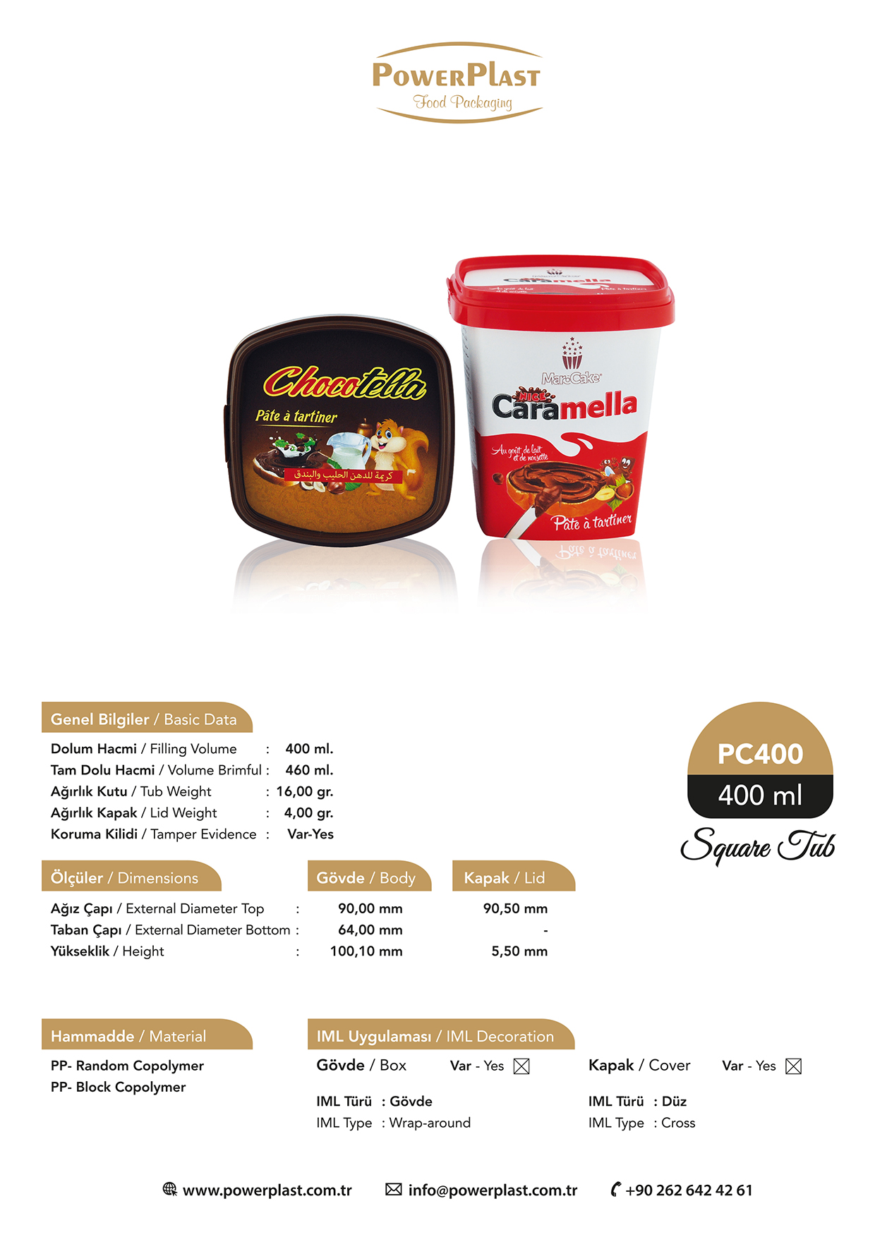 400 ml Plastik Gıda Ambalajı